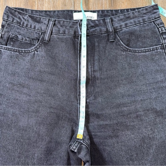 VERVET High Rise Wide Leg Jean Baggy Ankle black Destroyed Raw Hem Distressed - Picture 5 of 10